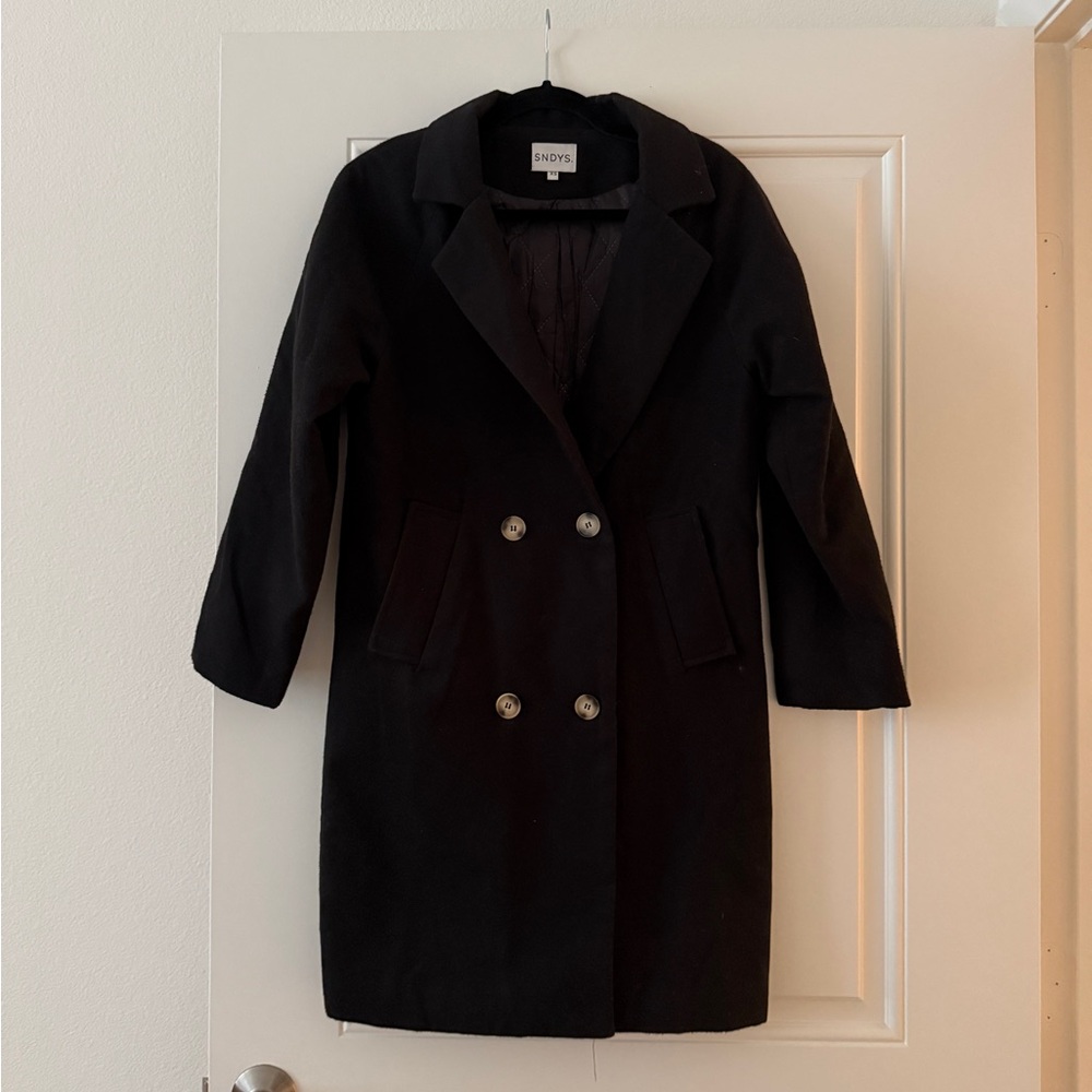 SNDYS Black Double-Breasted Pea Coat